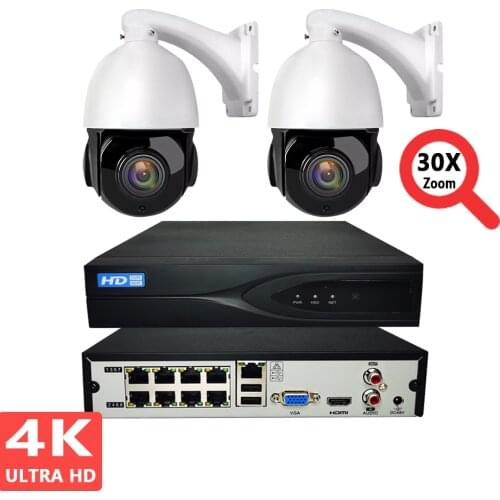 4K Speed Dome Camera NVR Surveillance System Kit 8MP 30X PoE Camera NVR CCTV System Set Sony IMX415 Hikvision Compatible