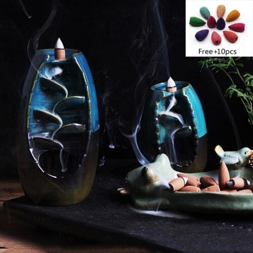 Backflow Incense Burner Ceramic Aromatherapy Furnace Lotus Smell Aromatic Home Office Incense Crafts Incense Holder