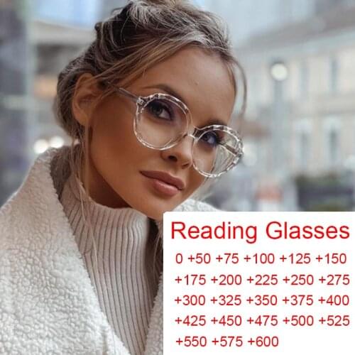 Crystal Round Transparent Glasses Vintage Eyeglass Frame Female Blue Light Filter Computer Presbyopia Glasses Corrective Eyewear