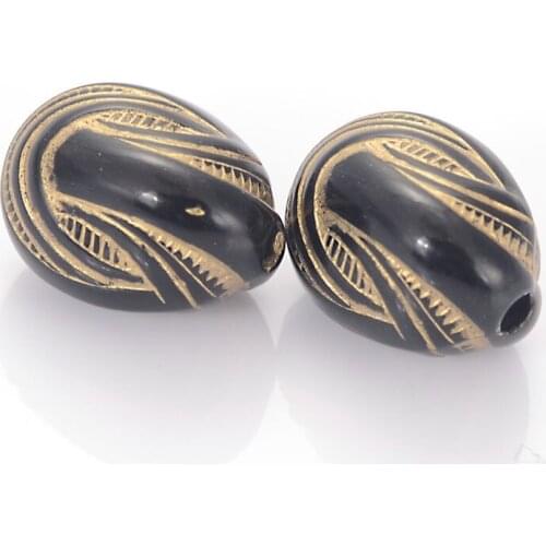 Wholesale 14x18mm Acrylic Gild Gold Lined Twist Oval Line Ball Loose Beads Antique Design Beads For Jewelry Making Accessories