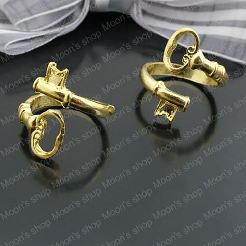 Wholesale 18mm USA Size 9 Resizable Gold color key Alloy Finger Rings adjustable Findings 10 pieces(JM3504)