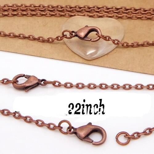 Free shipping 100pcs 2x3mm Red Color Rolo jewelry chain necklace with lobster clasp for Pendant 22''L