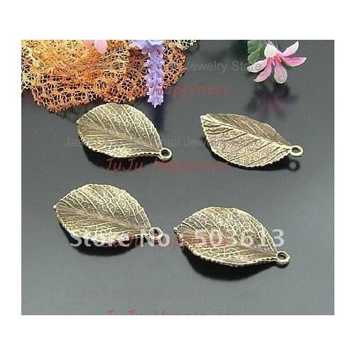 20pcs New 35*20mm Alloy Leaf Charm Fashion Bronze Plated Pendant Fit Necklace ap1239