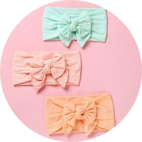 1PCS Double Hair Bows For Baby Girls Turban Head Wraps Bow Nylon Headbands For Girls Wide Headband For Children Hair Accessories