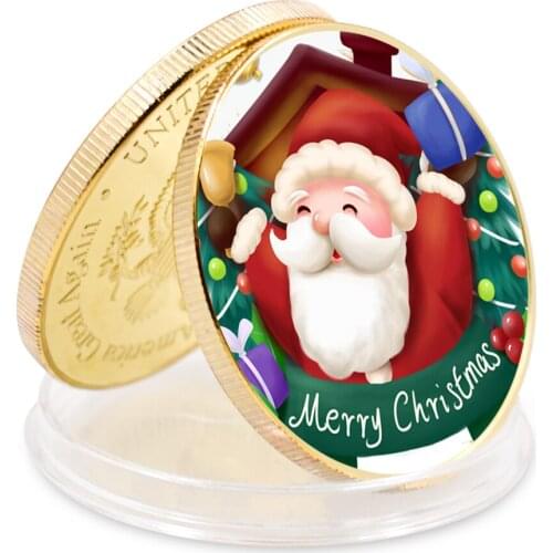 Luxury Souvenir Gifts Gold Plated Metal Coin Merry Christmas Challenge Coin Worth Collection