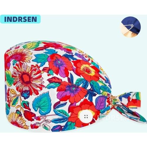 Cute Scrub Hat Printed Nurses Beauty salon Dentist Physician Nursing Working Scrubs Surgicals Cap Nurse Doctors Dustproof Hats