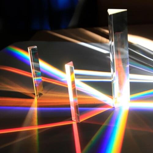 Triangular Prism 14 * 14 * 87mm Rainbow Glass Photographic Prisms Teaching Optical Experiment Photography Light Gift