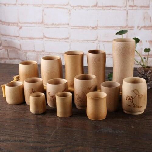 Natural Bamboo Drinking Cup Tea Beer Vintage Coffee Juice Milk Cup Japan Style Wooden Cup Breakfast Beer Milk Drinkware