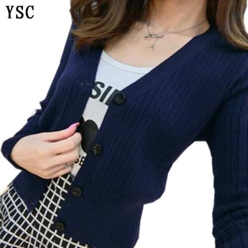 YUNSHUCLOSET 2017 New pattern fashion ladies knitted High Quality Cashmere cardigan V-Neck Short design free shipping