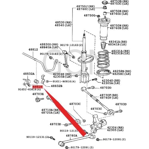 Rear stabilizer bar bushing 1997-Toy ota CAL DIN AWI NDO MCA MRY rear stabilizer bar rubber sleeve stabilizer bar bushing (rear)
