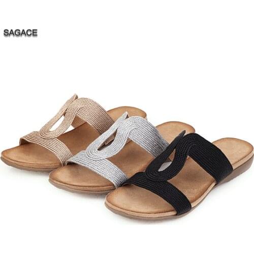 SAGACE Womens Ladies Casual Big Size Beach Flat Shoes Slippers Sandals Fashion Female Slides Summer Shoes Sandalias Mujer 2020