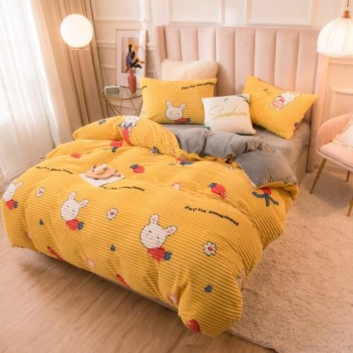 Winter Warm Soft Double Side Plush Duvet Cover Magic Velvet Thick Bed Blanket Cover Funny Cartoon Print Comforter Quilt Cover