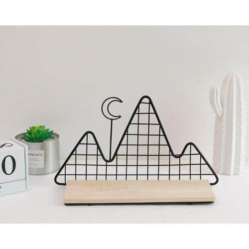 1PC Moon Iron Art Storage Rack Nordic Style Bedroom Living Room Solid Wood Wall Hanging Home Decoration Storage Shelf JL 251