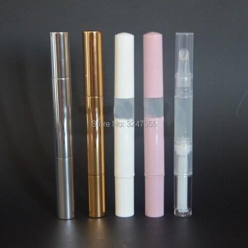 3ML 5ML 50pcs/lot Empty Cosmetic Refillable Pens, High Quality Eye Cream Container, Elegant Disposable Aluminum Lip Gloss Bottle