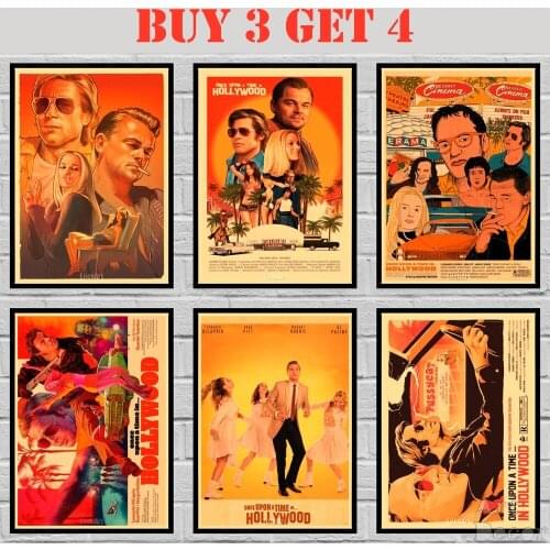 32 Designs Quentin Movie Once Upon A Time In Hollywood Kraft paper Poster HomeDecal Painting Wall Sticker 42X30cm