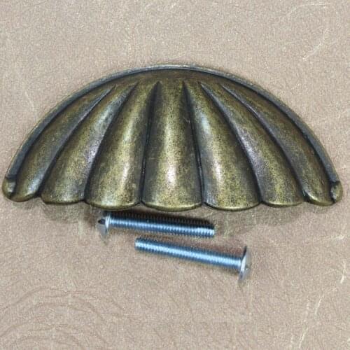 64mm rustico vintage cap shell furniture handles antique brass drawer cabinet pull knob 2.5" bronze dresser cupboard door handle