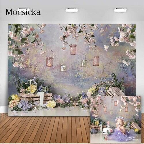 Abstract Texture Floral Backdrop for Photography Newborn Kids Portrait Birthday Background for Photo Studio 1st Anniversary