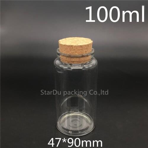 Free shipping 10pcs 100ml glass bottle sealed bottle cork jar,100g cork bottle container of high quality chemical experiment