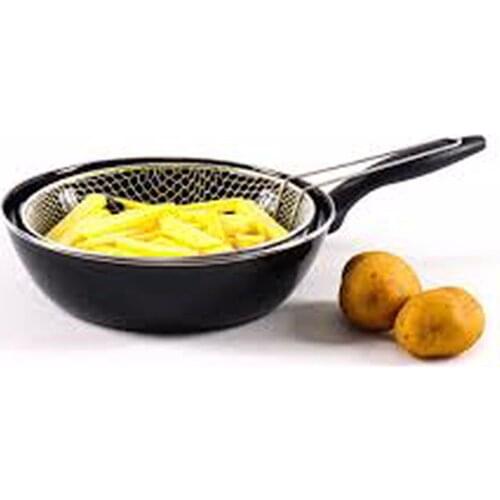 Cem Alev Emaye Frying Pot with oil filter Deep Frying Pot Non-Stick Pan