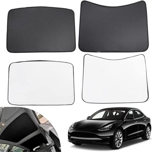For Tesla Model 3 2019-2021 Upgrade Front Rear Roof Sunshade Net with UV/Heat Insulation Cover Set Skylight Insulation Net
