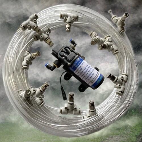 S378 Electric Sprayer Micro Pump 12V 60W Garden Water Misting Fog Machine For Flower Plant Greenhouse Cooling Humidification Kit