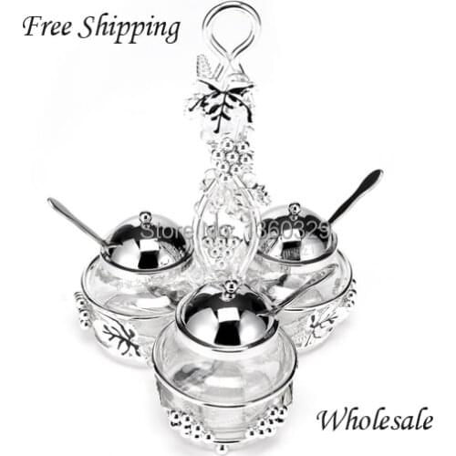 European Artwork Cooking Tools 3 Cruet Sets Salt Pepper Shakers Spice Temperos Bottles Condimentos Galheteiro kitchen Accessory