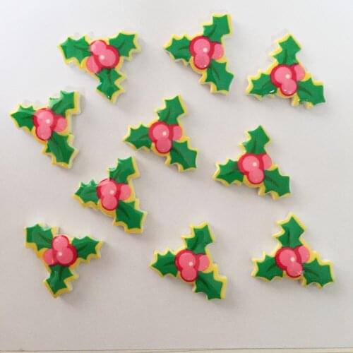 Resin Kawaii Colorful Mini Christmas Fruit Leaves Flatback Cabochon Stone 30PCS Scrapbook DIY Decor Home Figurine Crafts