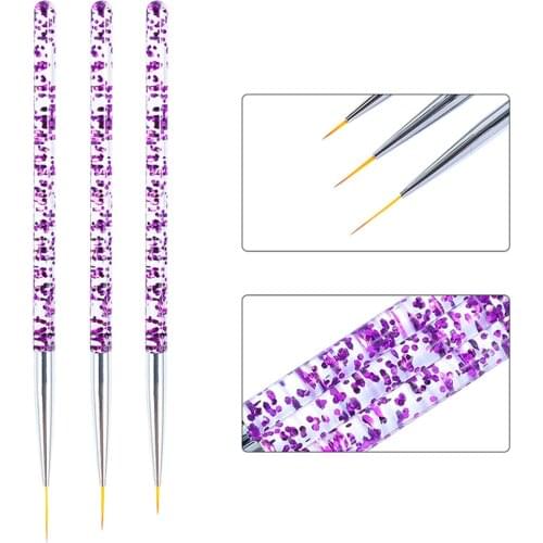 3Pcs/set Nail Art Brush For Manicure Gel Brush Crystal Acrylic Painting Dotting Pen Carving Tips Manicure Salon Tools