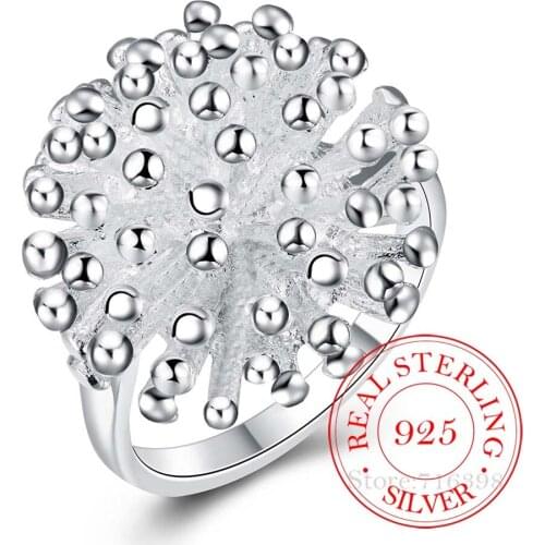 100% 925 Solid Sterling Silver Jewelry Vintage Fireworks Silver Rings for Women Men Size 6 7 8 9 10 Fashion Anel De Prata Bijoux