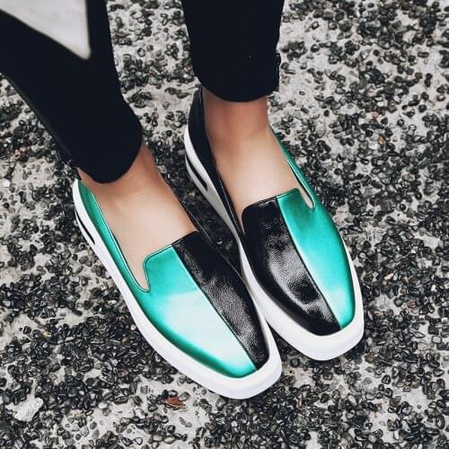 New thick bottom muffin large size 40 Lefu shoes 41 loafers 42 slope heels 43 square head single shoes female