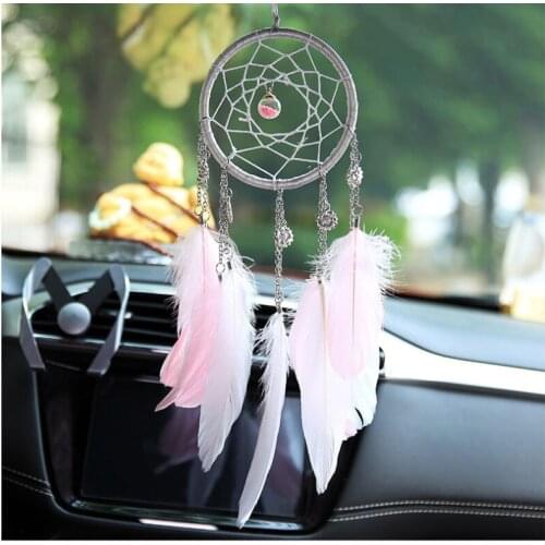 Dream Catcher Car Hanging Ornaments Feather Car crystal Pendant Car Accessories For Girls Home Auto Interior Decor Car Pendants