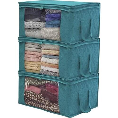 1pc Non-Woven Fabric Storage Bags for Quilt Blanket Duvet Clothing Organizer Foldable Large Capacity Dust Bag 49*36*21cm