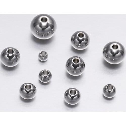 3/4/5/6/7/8MM Stainless Steel Spacer Bead Metal Round Loose Spacer Beads For Jewelry Bracelet Making Findings DIY Accessories