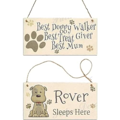 Cute Dog Tags Wooden pendant Rectangular Wooden Pet Tag Dog Accessories Lovely Friendship Animal Garden Home Decoration Dropship