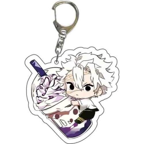 Cute Trendy Anime Keychain Demon Slayer Kawaii Keychains Car Accessories Pendant for Women Key Ring for Cartoon Fan Gifts