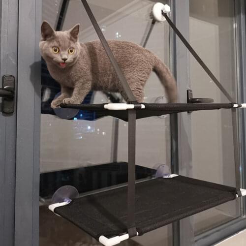 Double Layers Cat Hammock Window Bed Cat Hammock Cat Hanging Mount Comfortable Seat Shelf Pet Resting Detachable Bearing 10kg