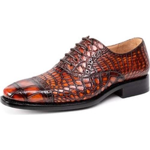 Ouluoer crocodile skin Men Shoes fashion Block Carvings Real leather shoes man Wedding shoes formal wear Men shoes