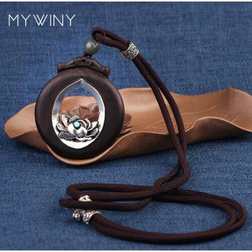 New hollow out wood pendants necklace vintage jewelry , fashion vintage metal flowers simple style necklace