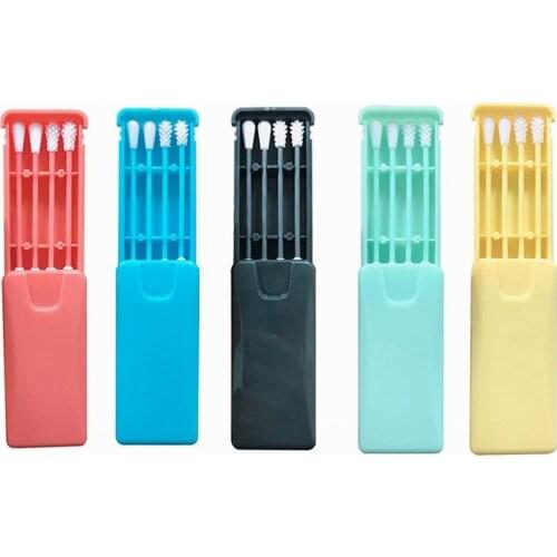 New Durable 5 Colorscotton Swabs Waterproof Reusable Environmentally Silicone Swabs Ear Cleaning Double-ends Swabs Carrying Case
