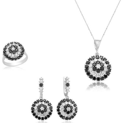 Original silver , Black Flower Set ,Most Special Jewelry Sets Suitable and Quality Products Types