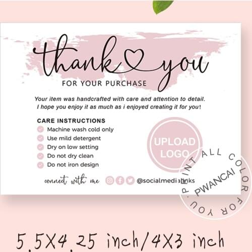 Printable Iron On Vinyl Care Instructions Card With Facebook Twitter INS,Washing Instructions Card Template For Tshirts For Cust