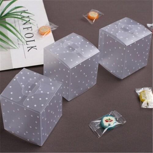 10pcs Transparent Candy Box PVC Square Boxes Chocolate Snacks Sweet Gift Box Cube Wedding Favor Mariage Birthday Party Supply