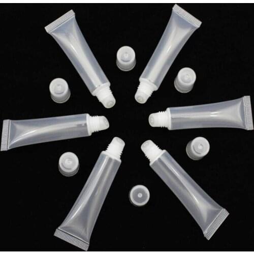 50/100/200pcs 8ML Lipgloss Clear Plastic Soft Hose Tube Empty Portable Squeezable Lip Blam Paint Oil Refillable Containers