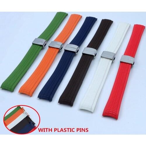 21mm Rubber Watchband fit For Patek Aquanaut Philippe for 5164a 5167a-001 Watch Strap band With Plastic Pins Folding Buckle