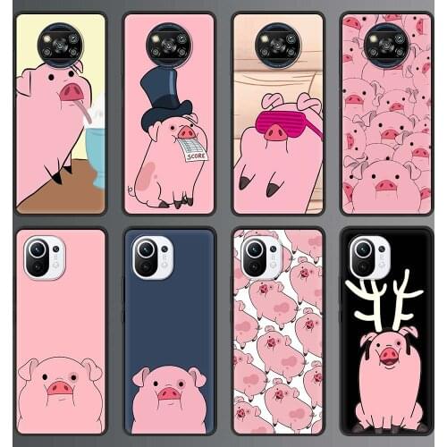 Phone Case for Xiaomi Mi Note 10 Lite 11 10T Pro 5G 9T Poco X3 NFC M3 Silicone Back Cover Mobile Bag Cartoon Cute Pink Pig Anime