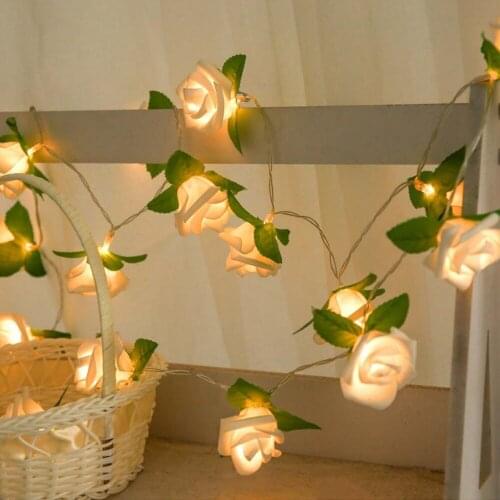 2m Rose Flower LED String Light Fairy Lights 20led 5V Battery Operated LED Light for Bedroom Mirror Walls Windows Decoration