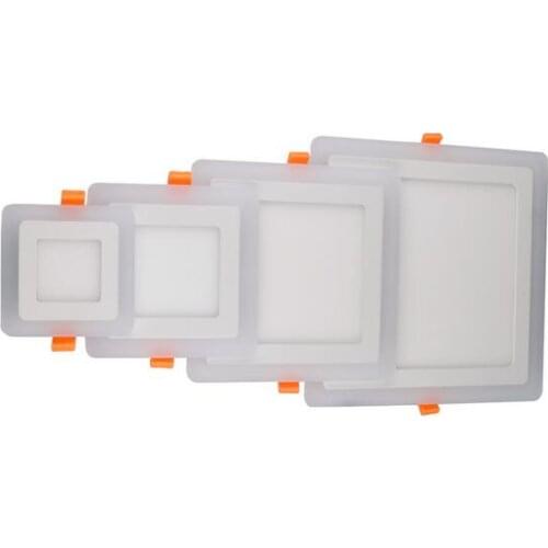 Ultra Slim 6W 9W 18W 24W Square Concealed Dual Color LED Panel Light Cool White+Blue/RGB Lamp Downlight AC100-265V