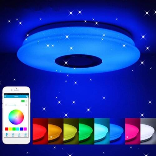 Smart LED APP + Remote Control Bluetooth Music Ceiling Light with RGB Dimmable Panel Lamp Speaker 24/36/60W Home Decor Lighting