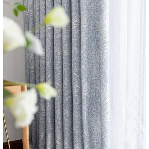 Custom curtains Nordic Chenille shading leaf blue Jacquard Yarn-dyed livingroom bedroom window cloth blackout curtain M849