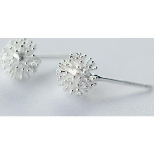 MloveAcc Solid 925 Sterling Silver Dandelion Stud Earrings for Women Casual Girl Sterling-silver-jewelry